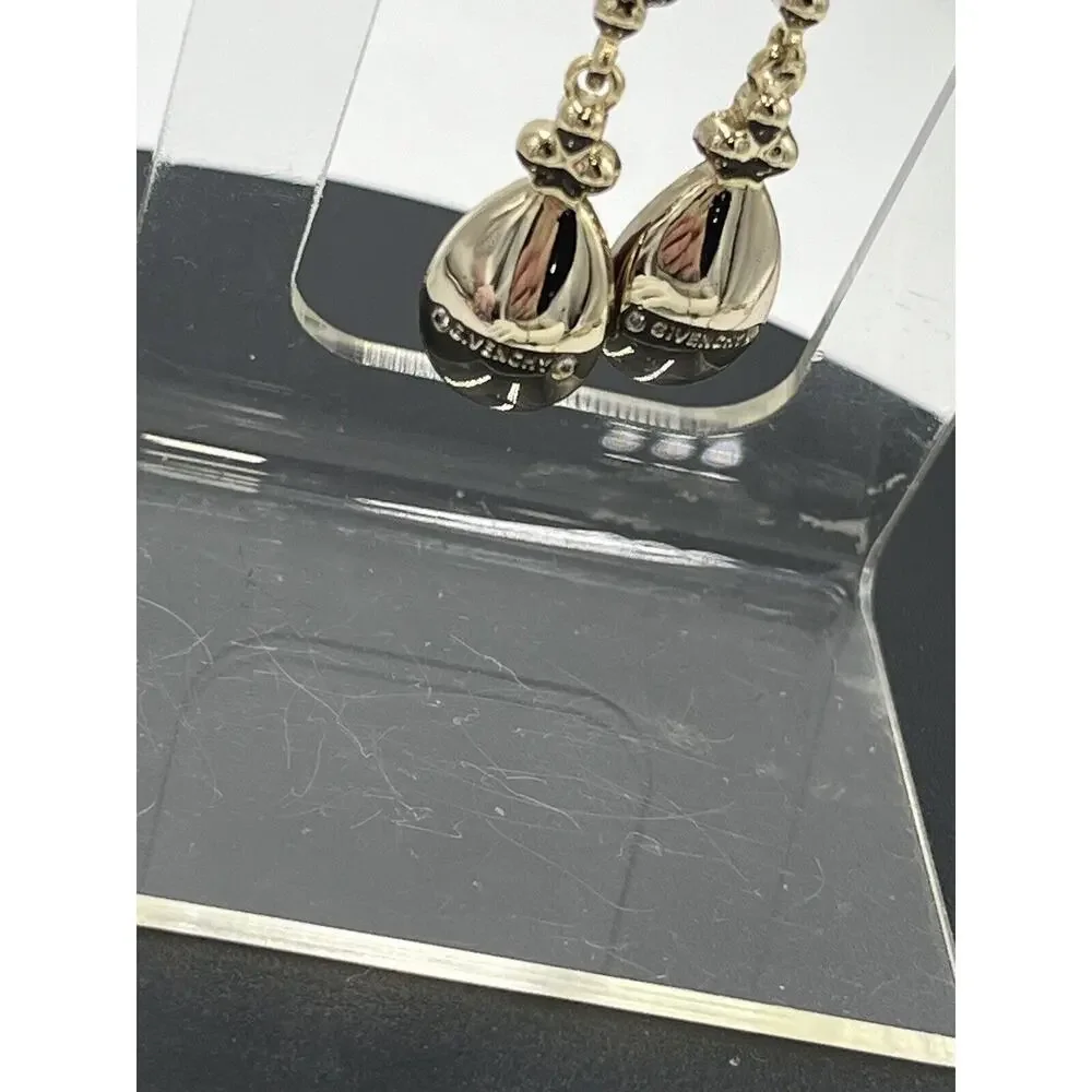Givenchy Womens Gold‎ Tone Red Clear Crystal Dangle Drop Lever-back Earring New